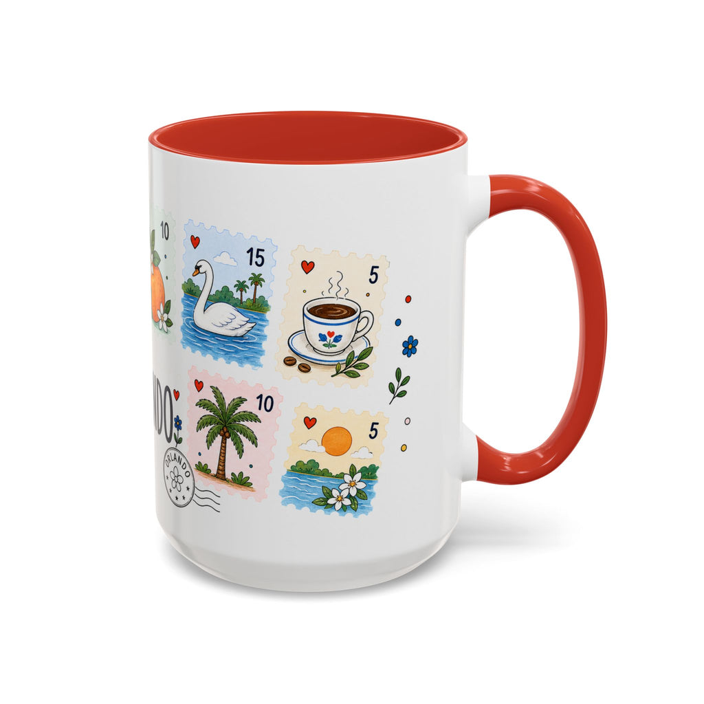 Orlando Coffee Mug | Postage Stamp Collage Mug | Travel Souvenir Accent Cup 11oz 15oz