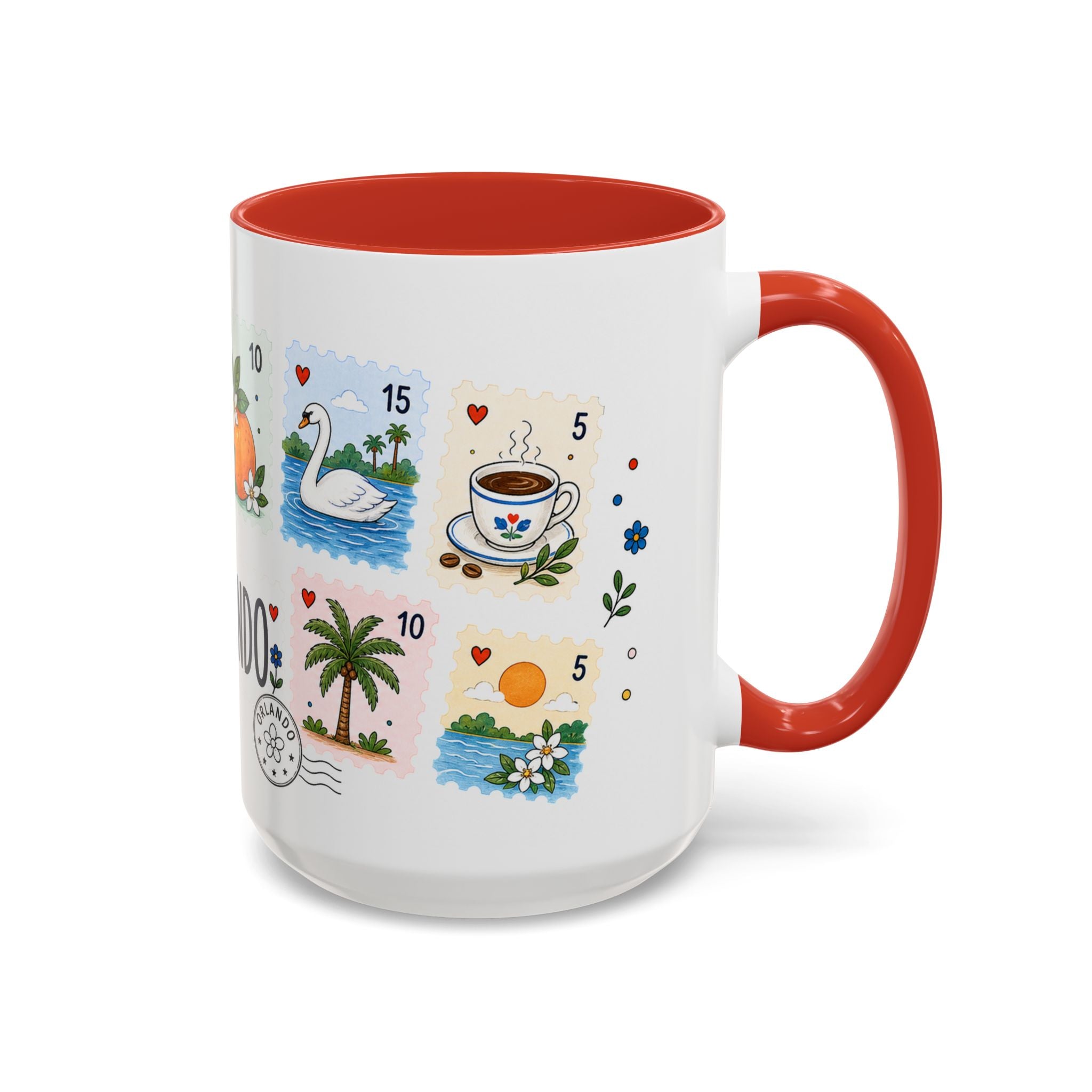 Orlando Coffee Mug | Postage Stamp Collage Mug | Travel Souvenir Accent Cup 11oz 15oz
