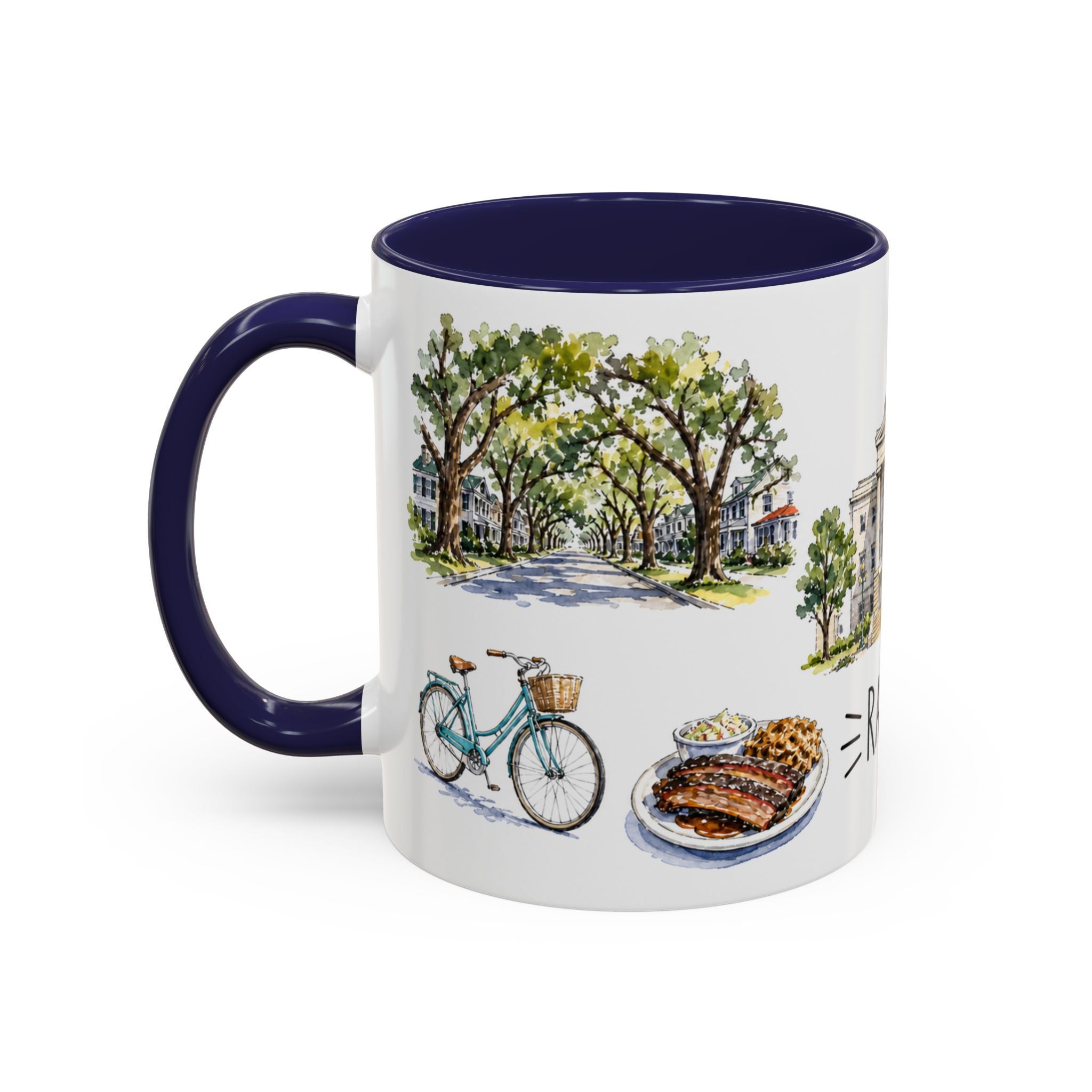 Raleigh Illustrated Travel Mug | City Souvenir Accent Coffee Mug | 11oz 15oz Ceramic Cup