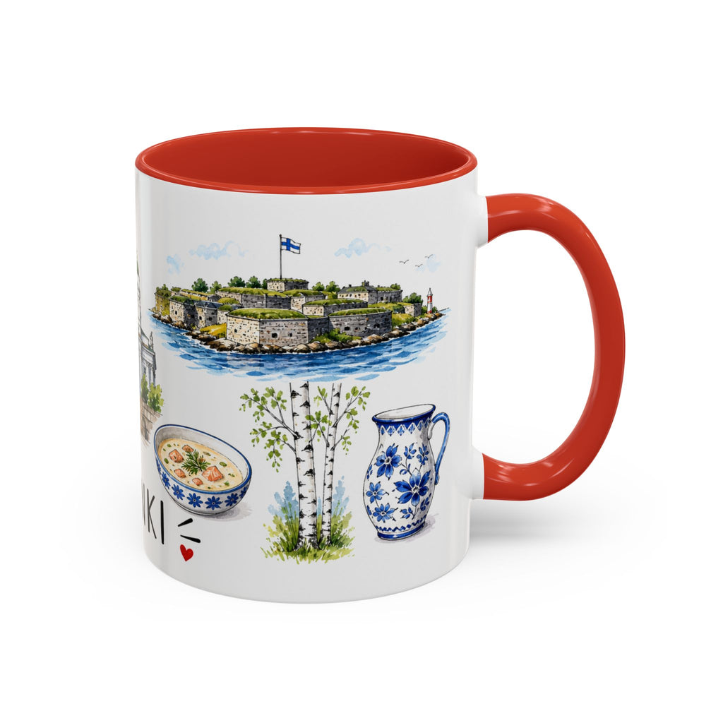 Helsinki Illustrated Travel Mug | City Souvenir Accent Coffee Mug | 11oz 15oz Ceramic Cup
