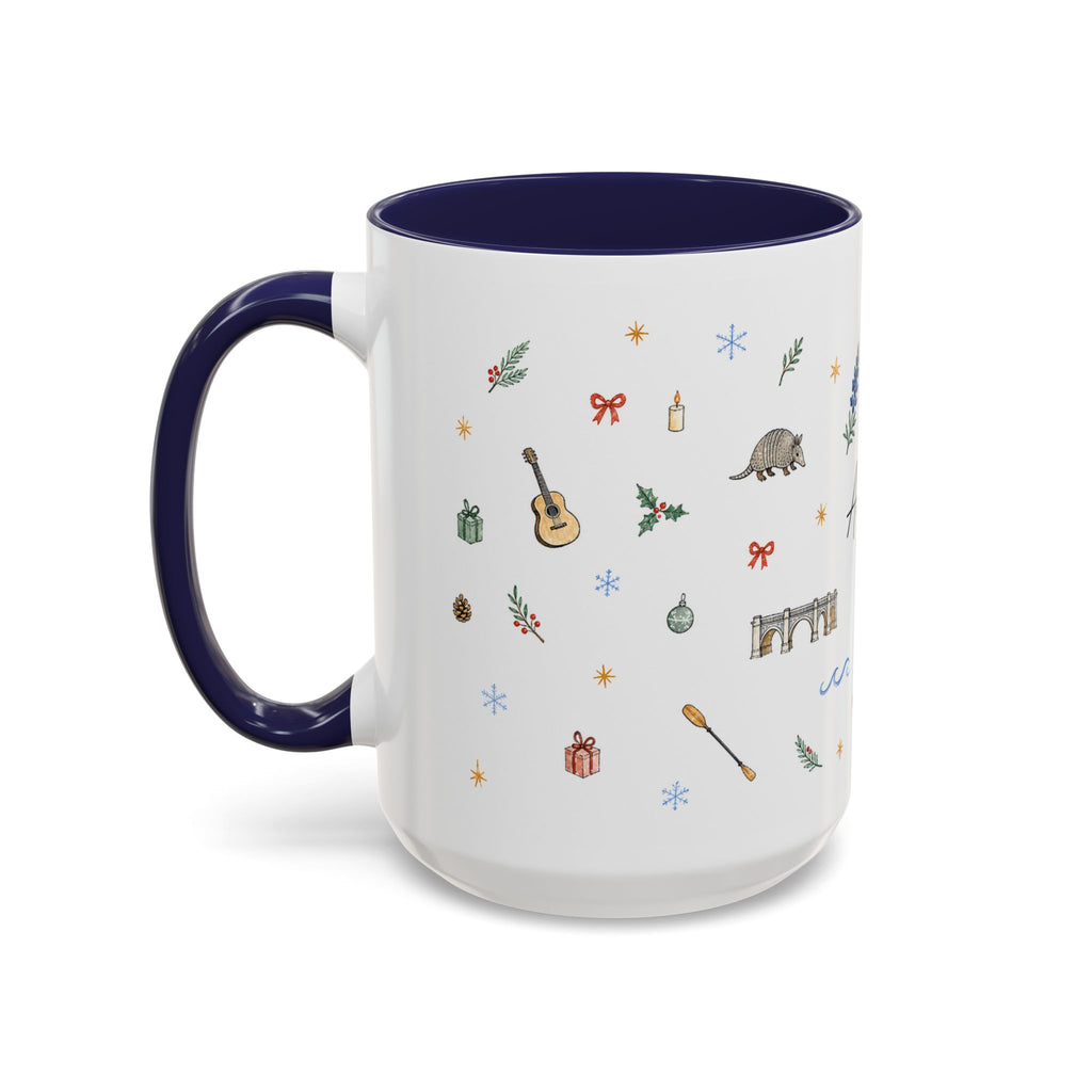 Austin Christmas Mug | Watercolor Travel Souvenir | Holiday Gift | Accent Ceramic Coffee Cup 11oz 15oz