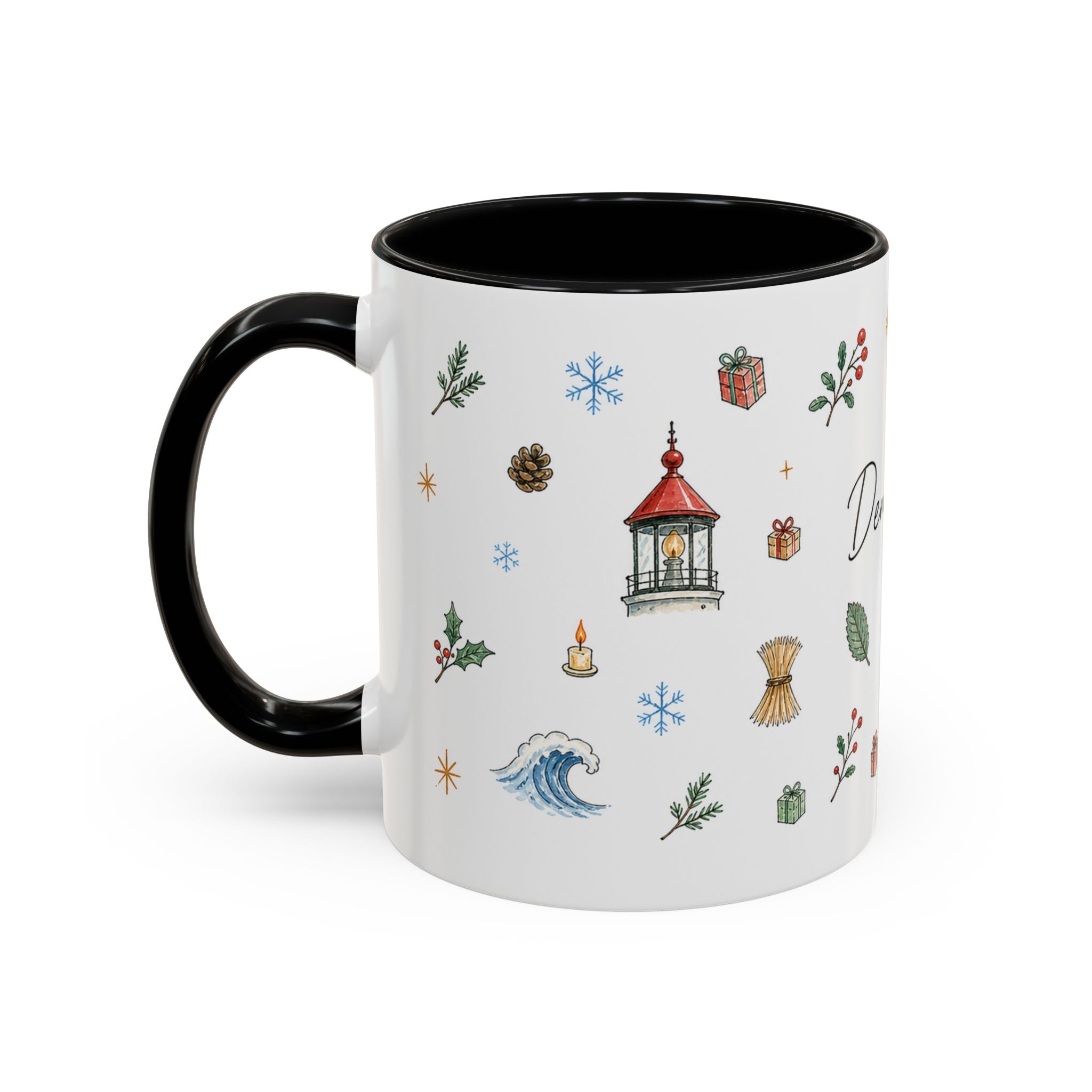 Denmark Christmas Mug | Watercolor Travel Souvenir | Holiday Gift | Accent Ceramic Coffee Cup 11oz 15oz