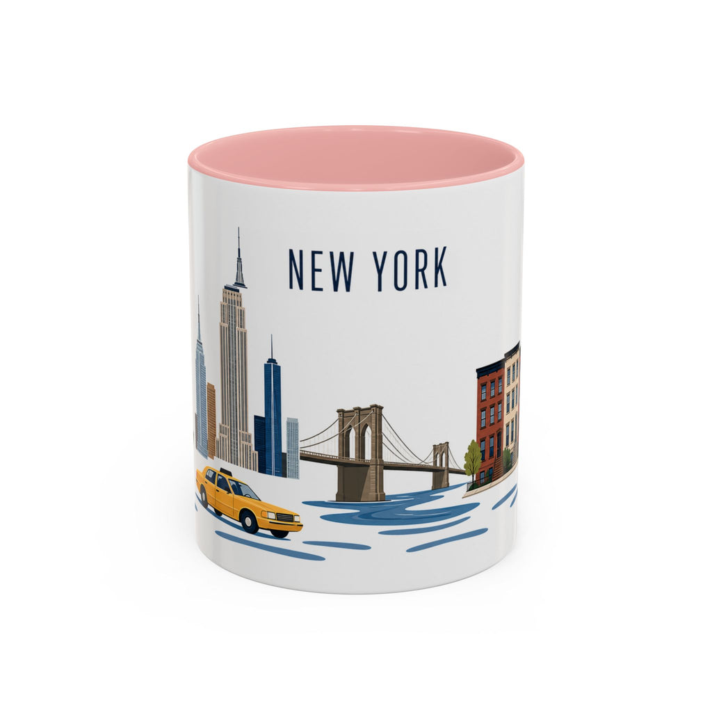 New York Coffee Mug | United States Travel Souvenir | Porcelain Decal City Gift | 11oz 15oz Accent Mug