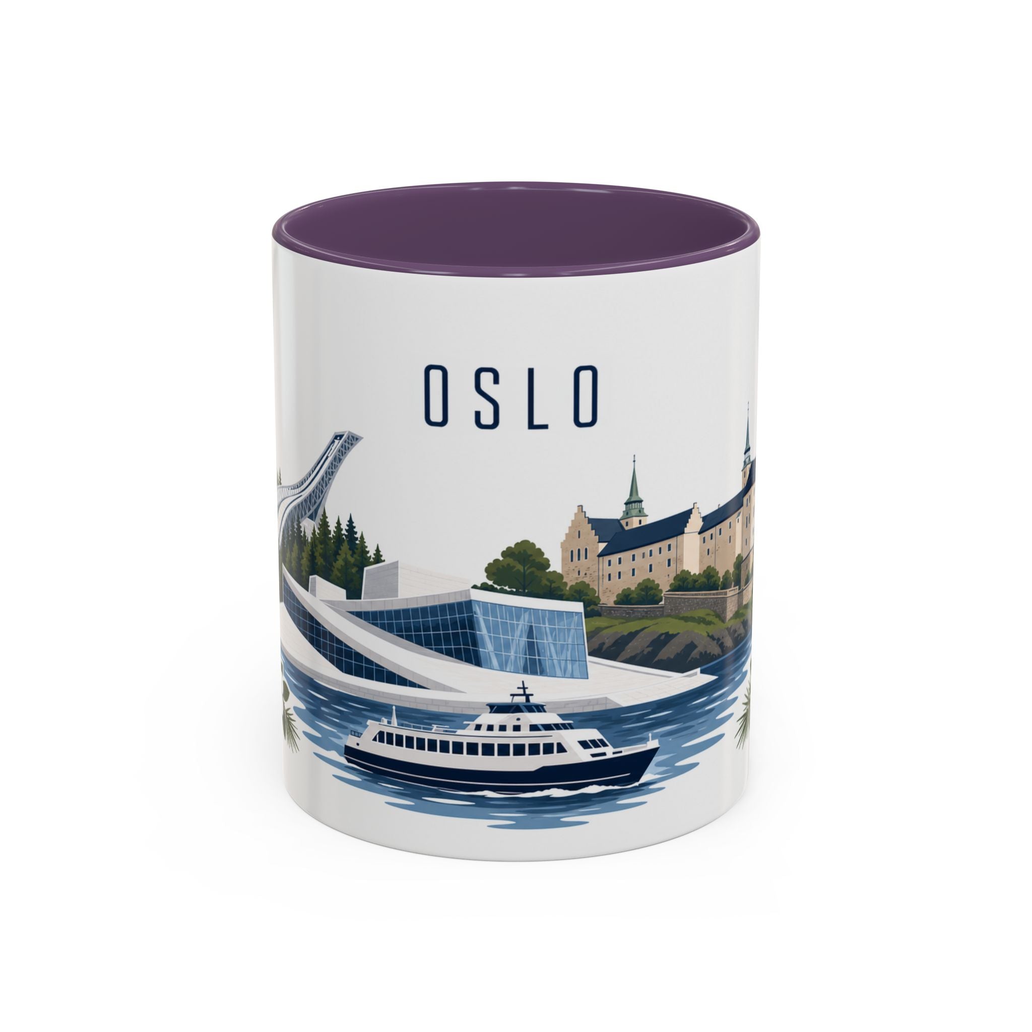 Oslo Coffee Mug | Norway Travel Souvenir | Porcelain Decal City Gift | 11oz 15oz Accent Mug