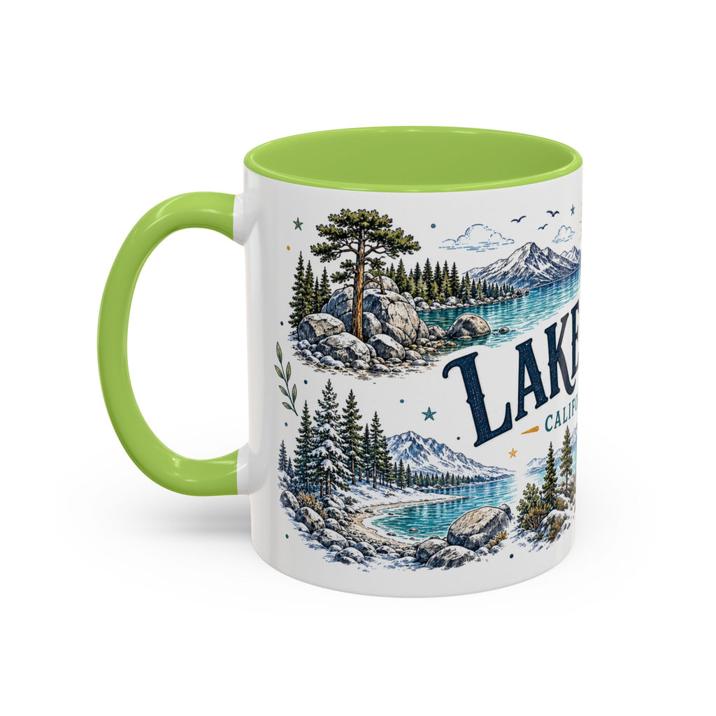 Lake Tahoe Mug, California Nevada Travel Souvenir, Bucket List Gift, Accent Ceramic Coffee Mug 11oz 15oz