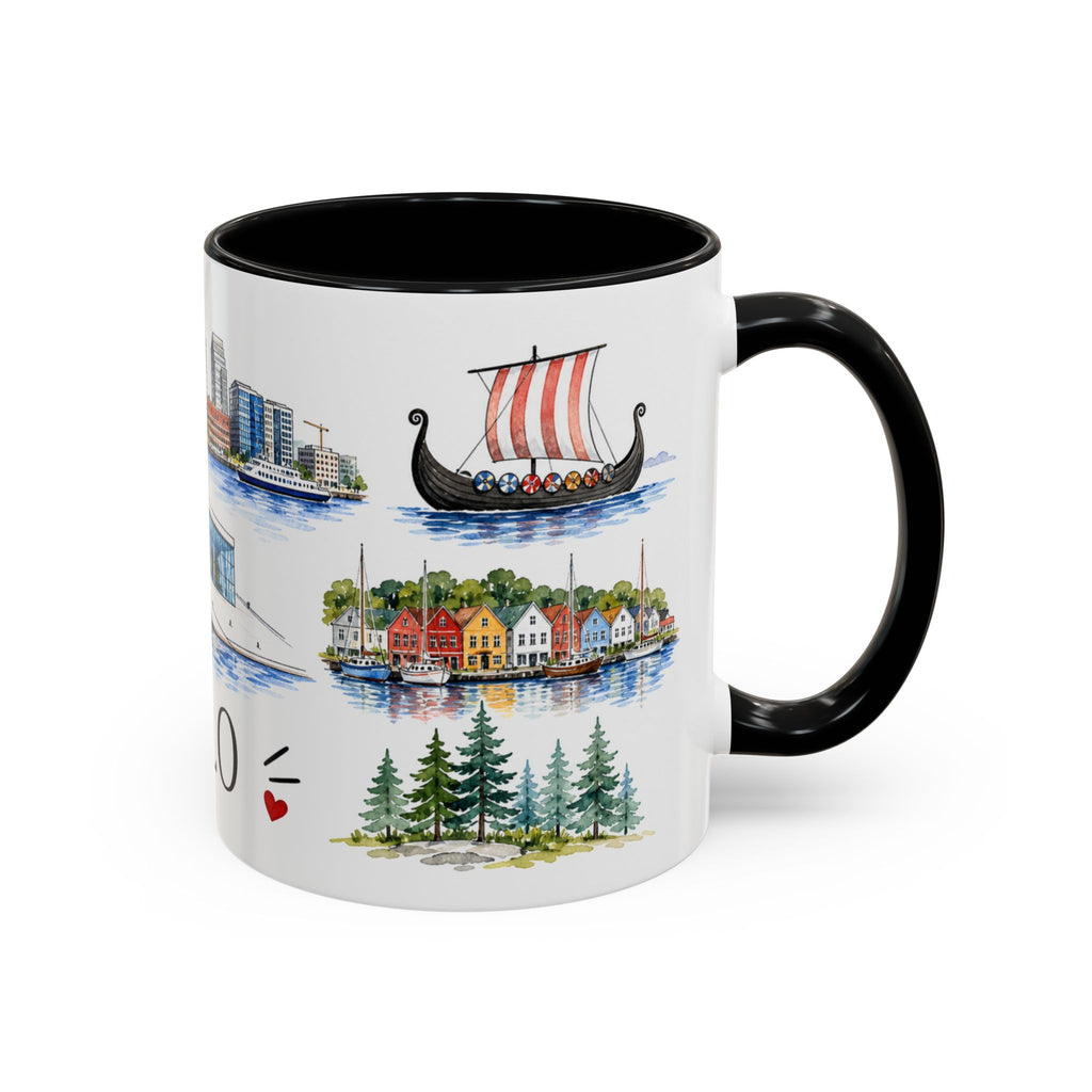 Oslo Illustrated Travel Mug | City Souvenir Accent Coffee Mug | 11oz 15oz Ceramic Cup