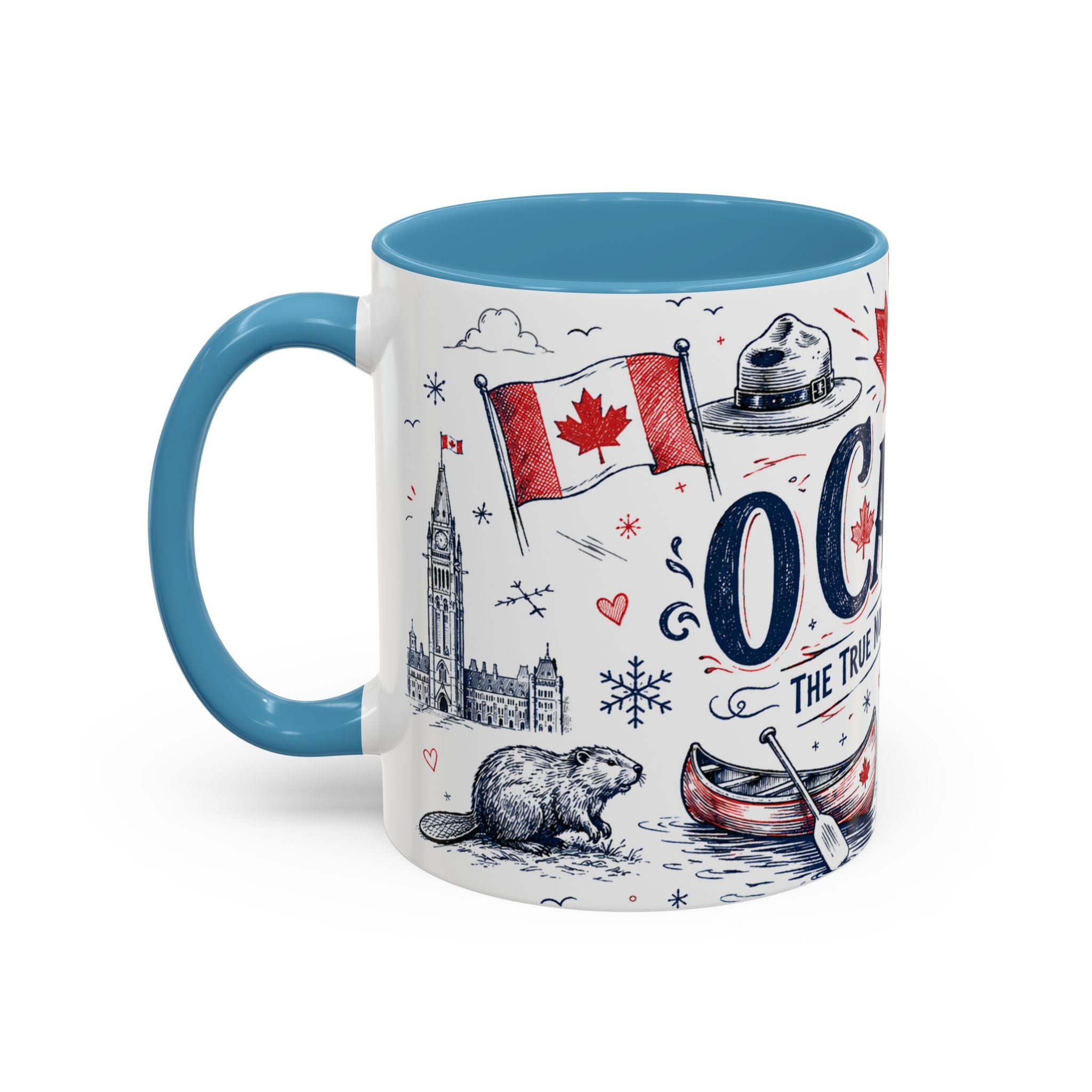 O Canada True North Coffee Mug | Canadian Pride Gift | Accent Color Ceramic 11oz 15oz