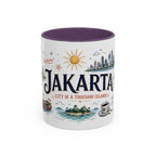 Jakarta Coffee Mug | Indonesia Souvenir Travel Gift | Accent Color Ceramic 11oz 15oz