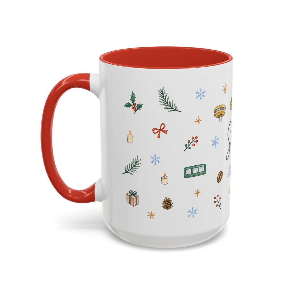 Seattle Christmas Mug | Watercolor Travel Souvenir | Holiday Gift | Accent Ceramic Coffee Cup 11oz 15oz