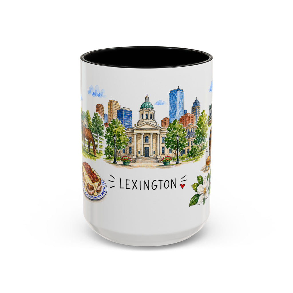 Lexington Illustrated Travel Mug | City Souvenir Accent Coffee Mug | 11oz 15oz Ceramic Cup