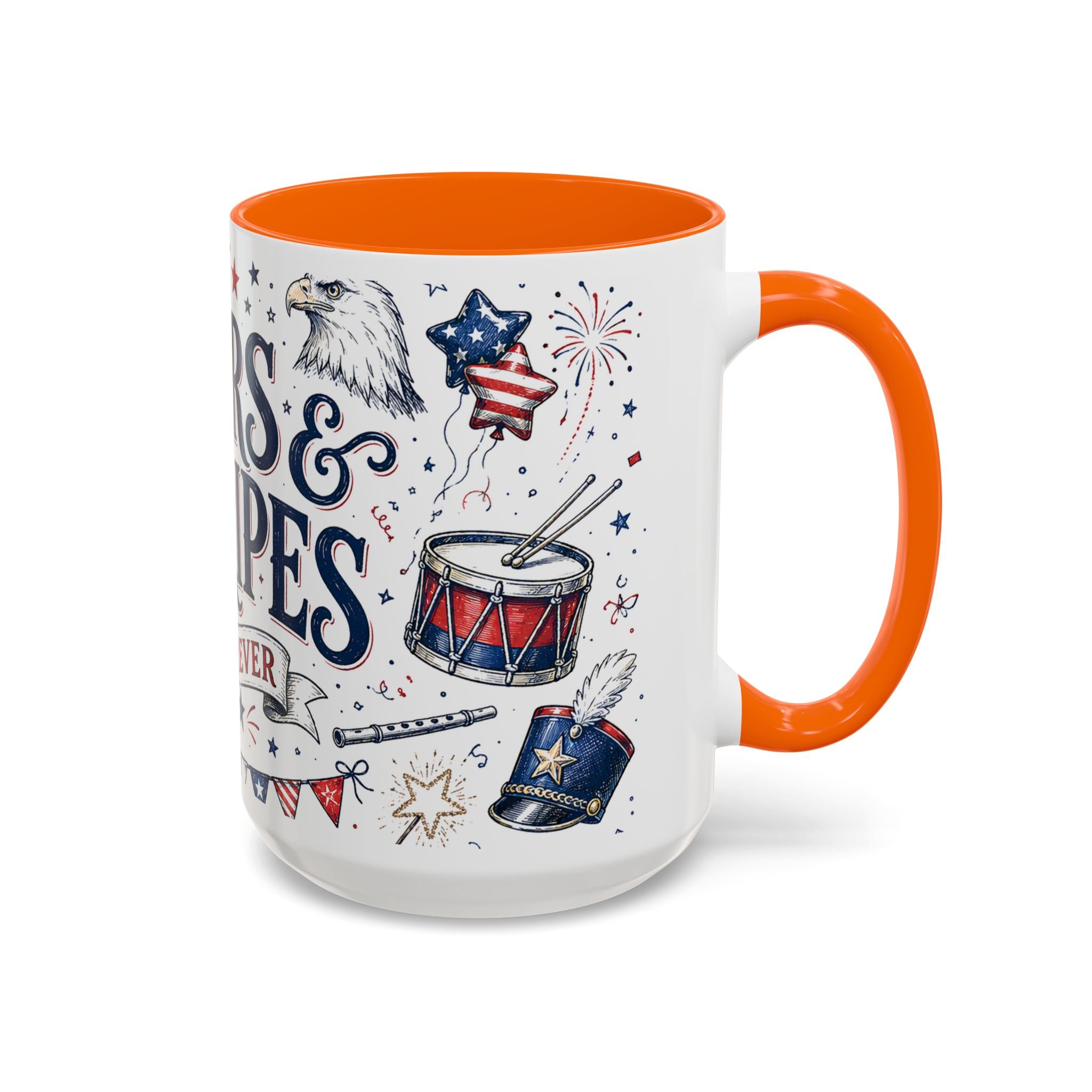 Stars and Stripes Forever Coffee Mug | Patriotic 4th of July Gift | Accent Color Ceramic 11oz 15oz
