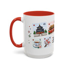 Beijing Coffee Mug | Postage Stamp Collage Mug | Travel Souvenir Accent Cup 11oz 15oz