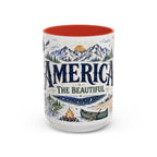 America the Beautiful Coffee Mug | Patriotic USA Gift | Accent Color Ceramic 11oz 15oz