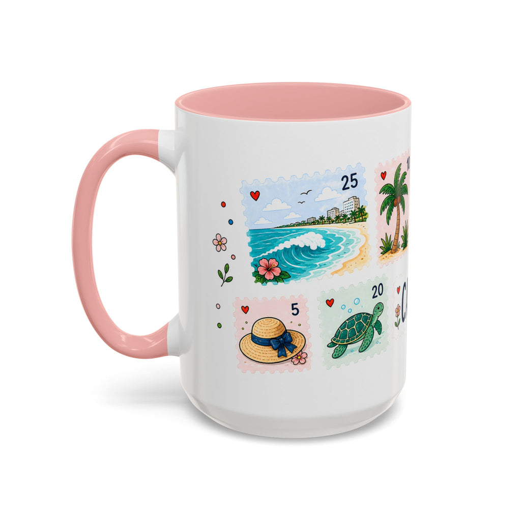 Cancun Coffee Mug | Postage Stamp Collage Mug | Travel Souvenir Accent Cup 11oz 15oz
