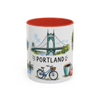 Portland Illustrated Travel Mug | City Souvenir Accent Coffee Mug | 11oz 15oz Ceramic Cup