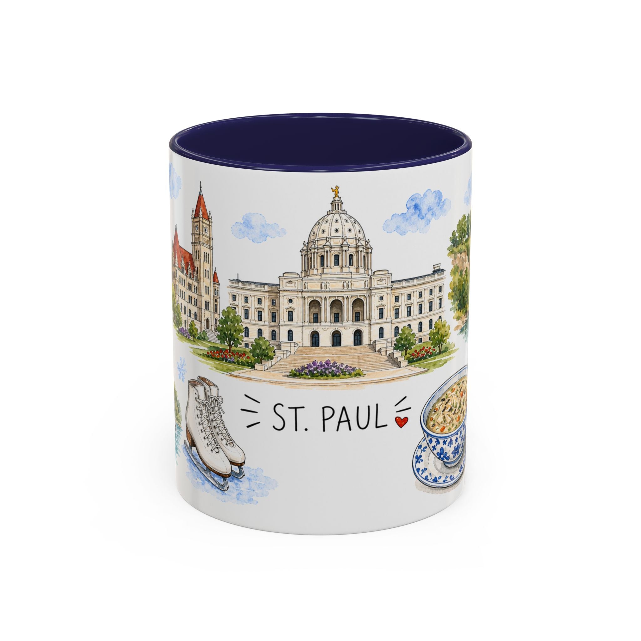 St. Paul Illustrated Travel Mug | City Souvenir Accent Coffee Mug | 11oz 15oz Ceramic Cup
