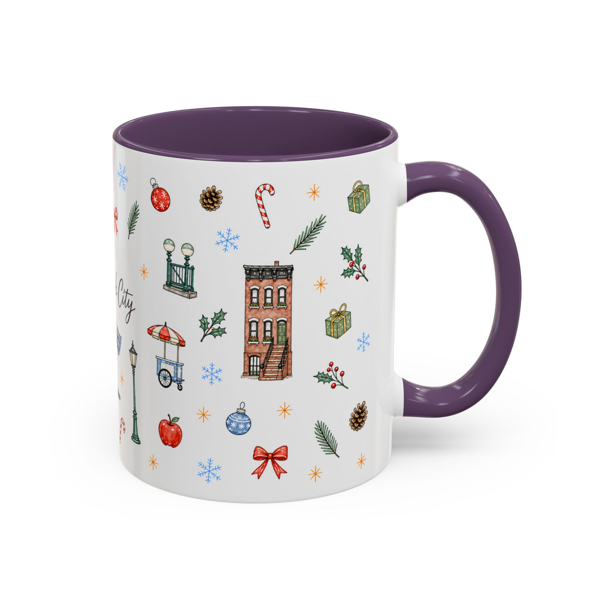 New York City Christmas Mug | Watercolor City Souvenir | Ceramic Coffee Cup