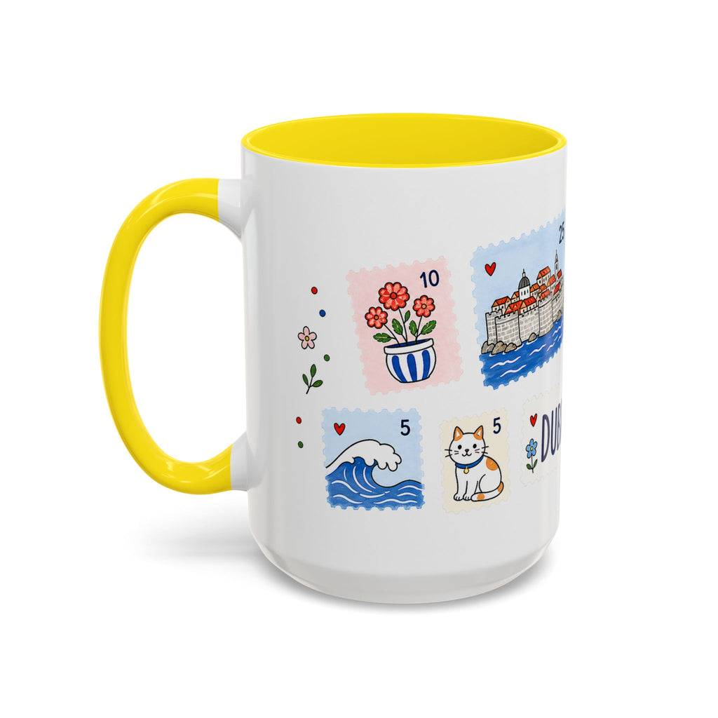 Dubrovnik Coffee Mug | Postage Stamp Collage Mug | Travel Souvenir Accent Cup 11oz 15oz