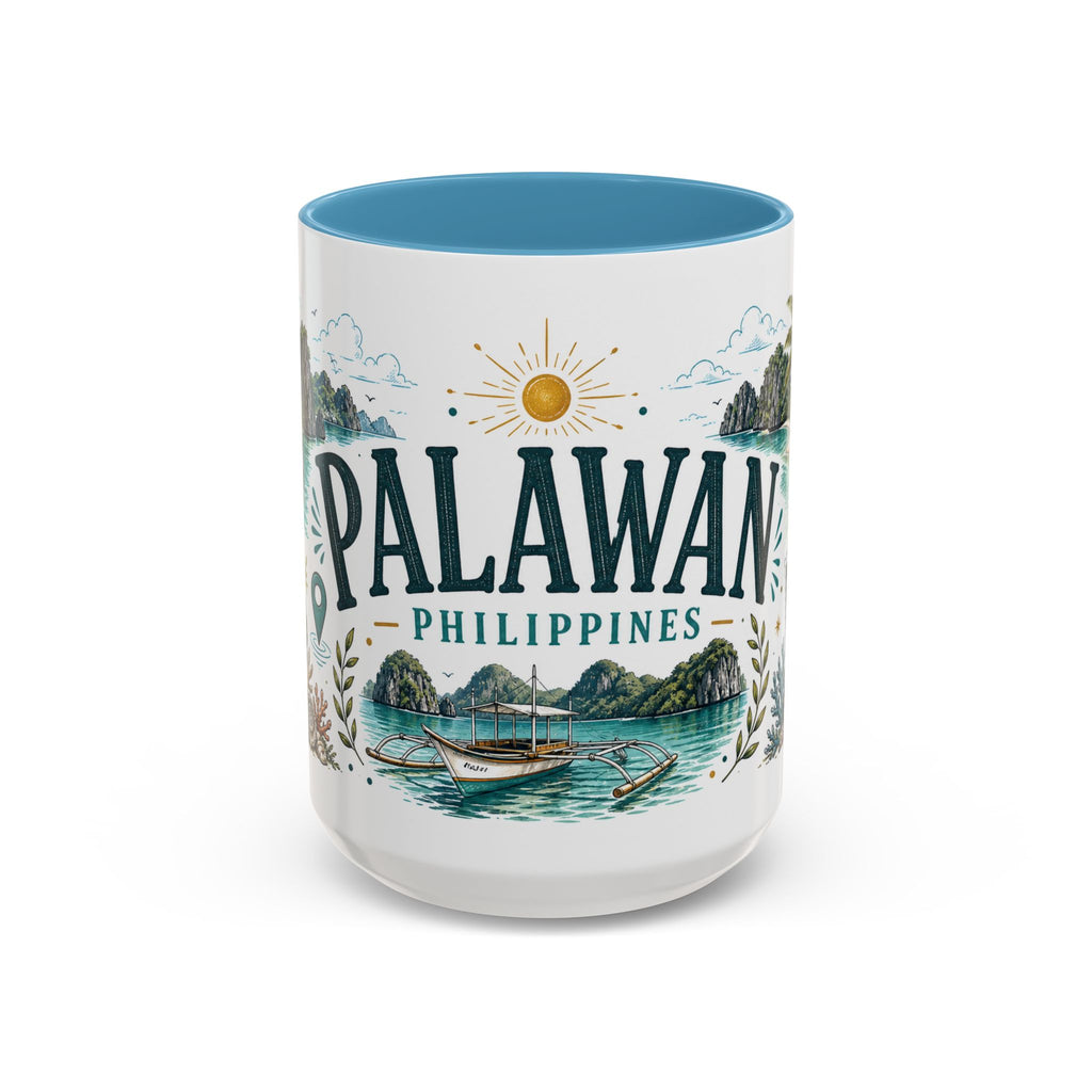 Palawan Coffee Mug | Travel Destination Souvenir Gift | Accent Color Ceramic 11oz 15oz