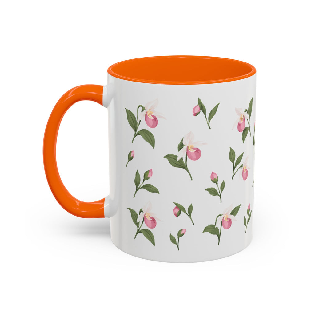 Minnesota Pink and White Lady Slipper Mug, State Flower Floral Coffee Cup, 11oz Botanical Gift