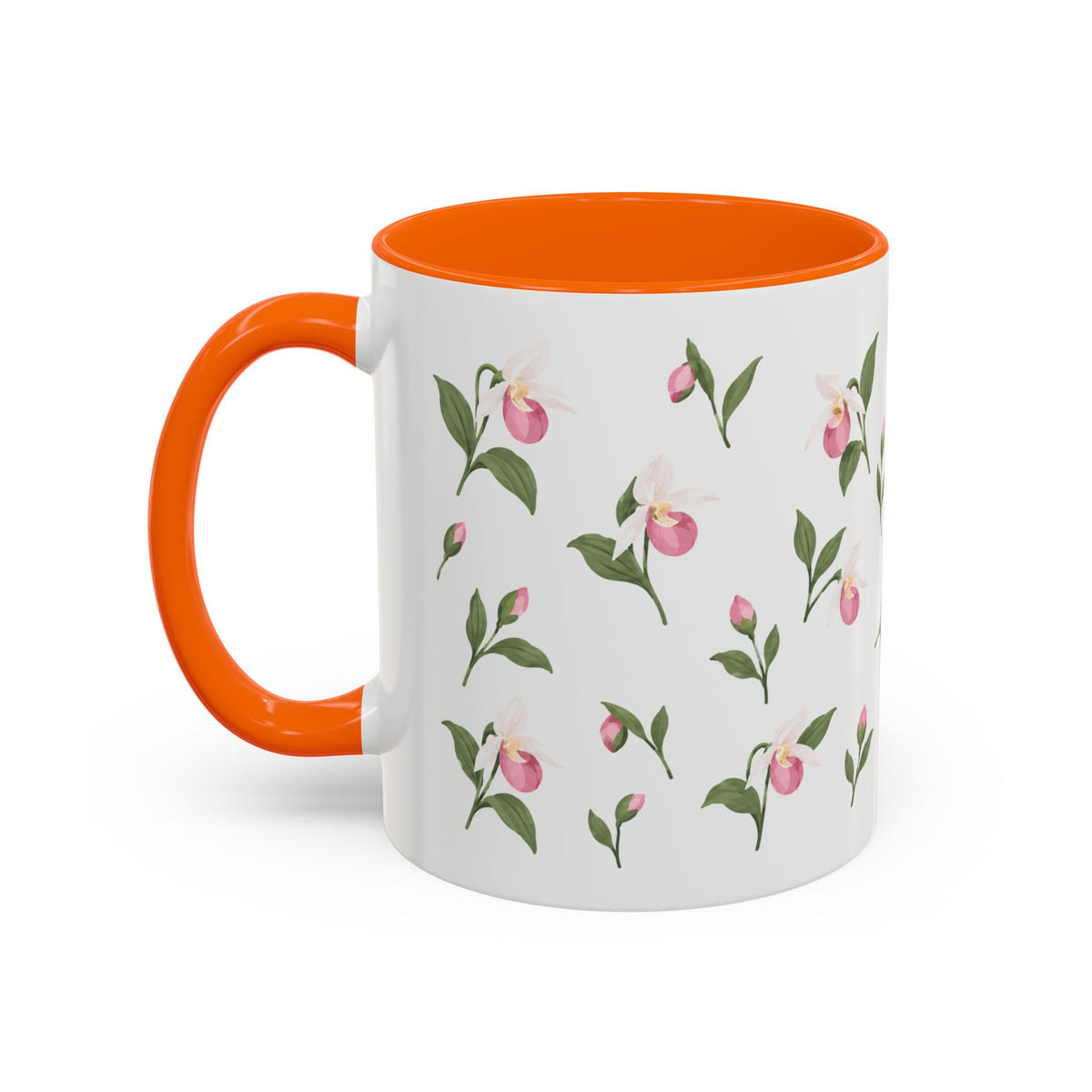 Minnesota Pink and White Lady Slipper Mug, State Flower Floral Coffee Cup, 11oz Botanical Gift