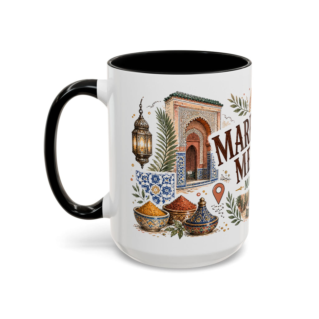 Marrakech Medina Coffee Mug | Travel Destination Souvenir Gift | Accent Color Ceramic 11oz 15oz