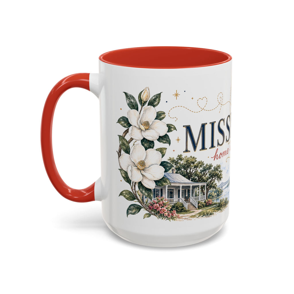 Mississippi State Map Mug | Moving Away, Homesick Gift | Botanical Accent Coffee Cup
