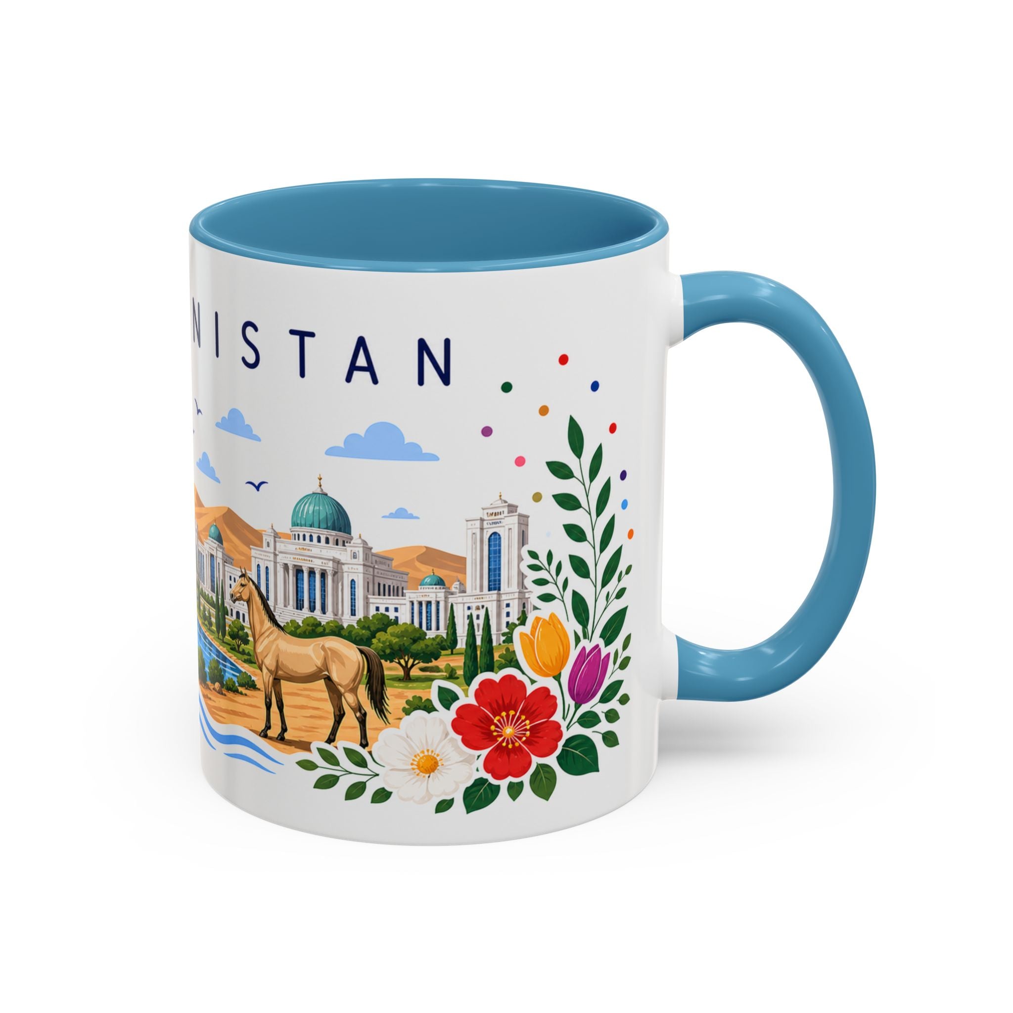 Turkmenistan Coffee Mug | Travel Souvenir Accent Mug | Place Gift Ceramic Cup 11oz 15oz