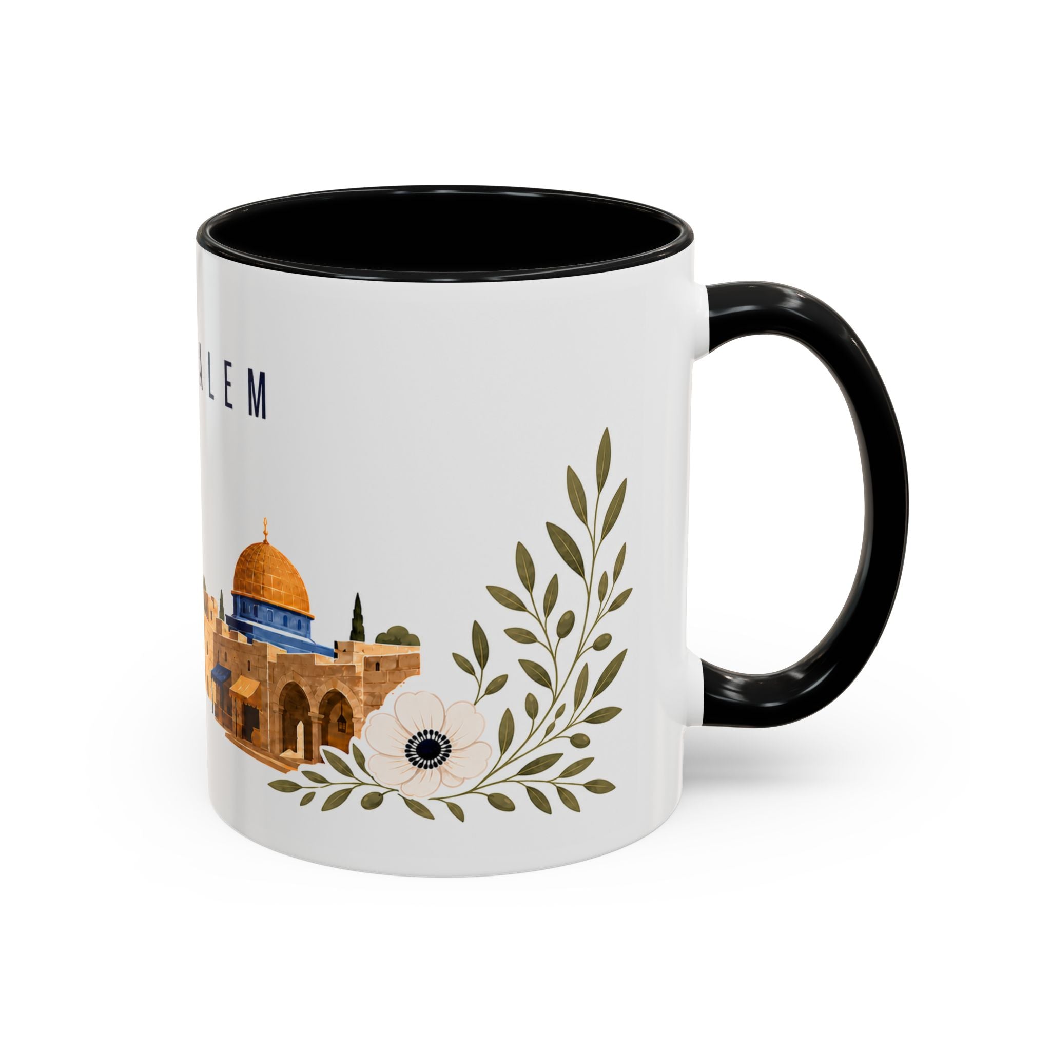 Jerusalem Coffee Mug | Israel Travel Souvenir | Porcelain Decal City Gift | 11oz 15oz Accent Mug