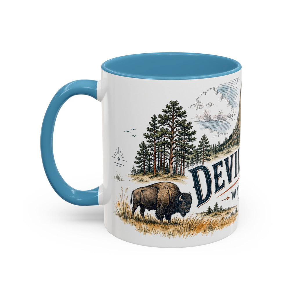 Devils Tower Mug, Wyoming Travel Souvenir, Bucket List Gift, Accent Ceramic Coffee Mug 11oz 15oz