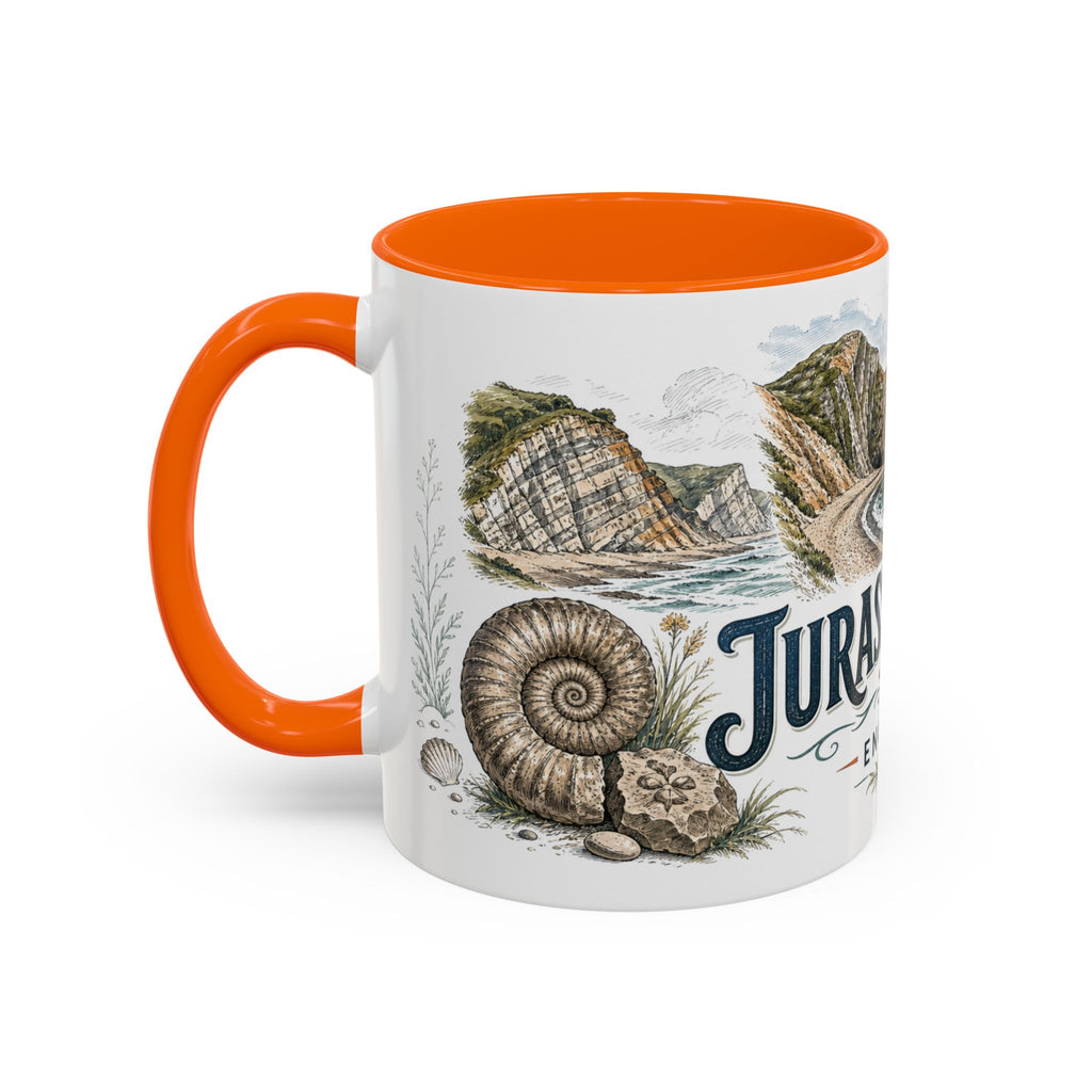 Jurassic Coast Mug, England Travel Souvenir, Bucket List Gift, Accent Ceramic Coffee Mug 11oz 15oz