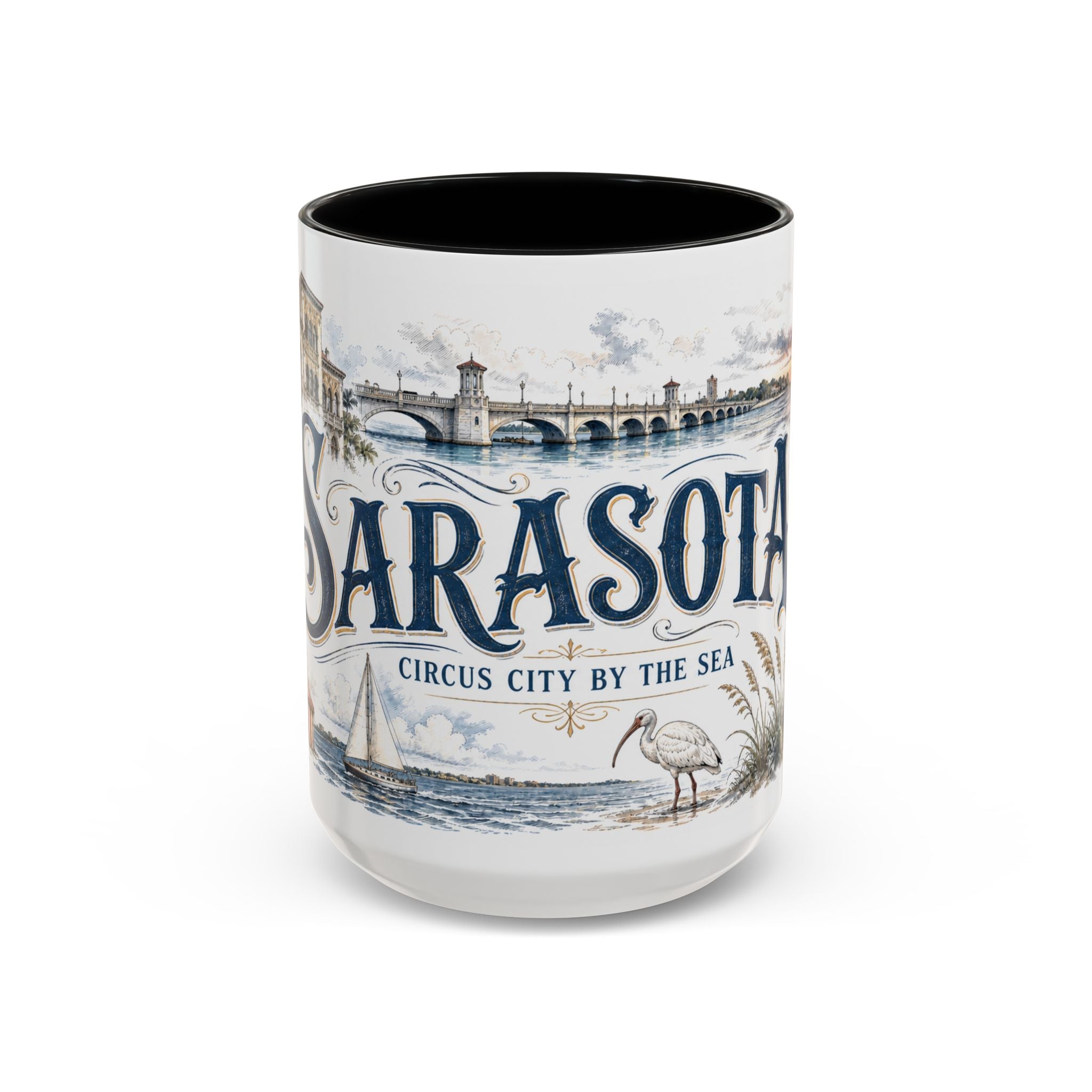 Sarasota Coffee Mug | United States Travel Souvenir | Vintage Illustrated City Gift | 11 oz 15 oz Accent Mug
