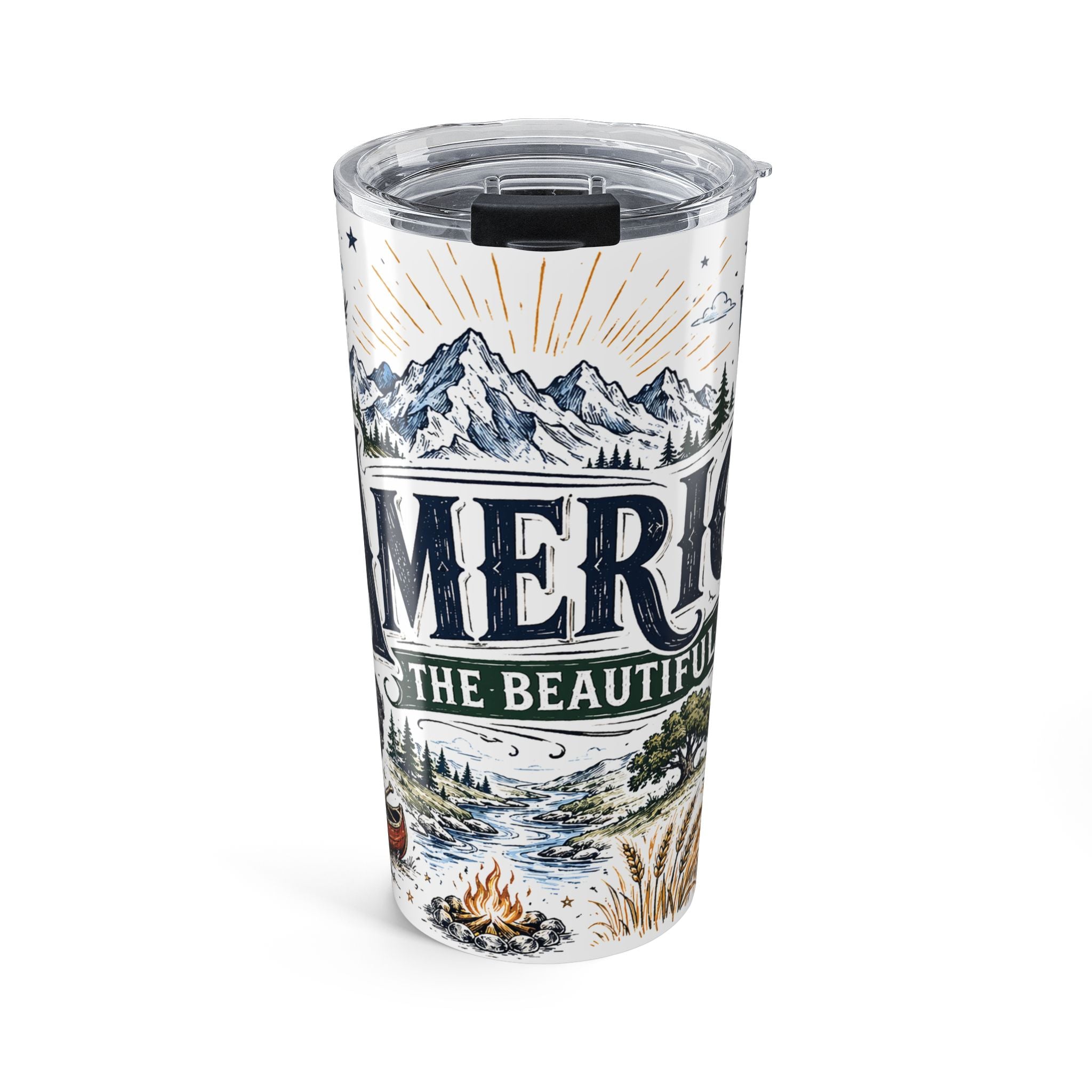 America the Beautiful 20oz Tumbler | Patriotic USA Gift | Insulated Stainless Steel Travel Cup
