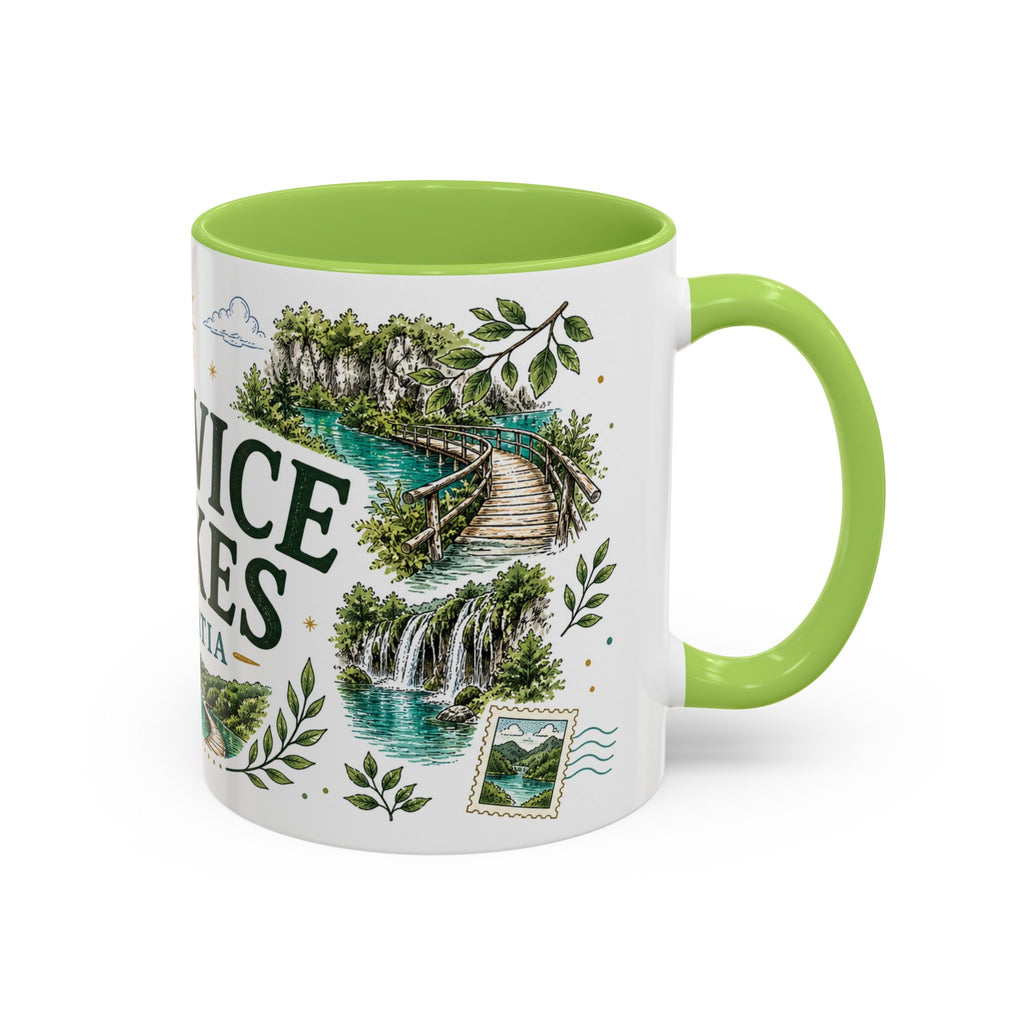 Plitvice Lakes Coffee Mug | Travel Destination Souvenir Gift | Accent Color Ceramic 11oz 15oz