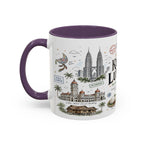 Kuala Lumpur Coffee Mug | Malaysia Souvenir Travel Gift | Accent Color Ceramic 11oz 15oz