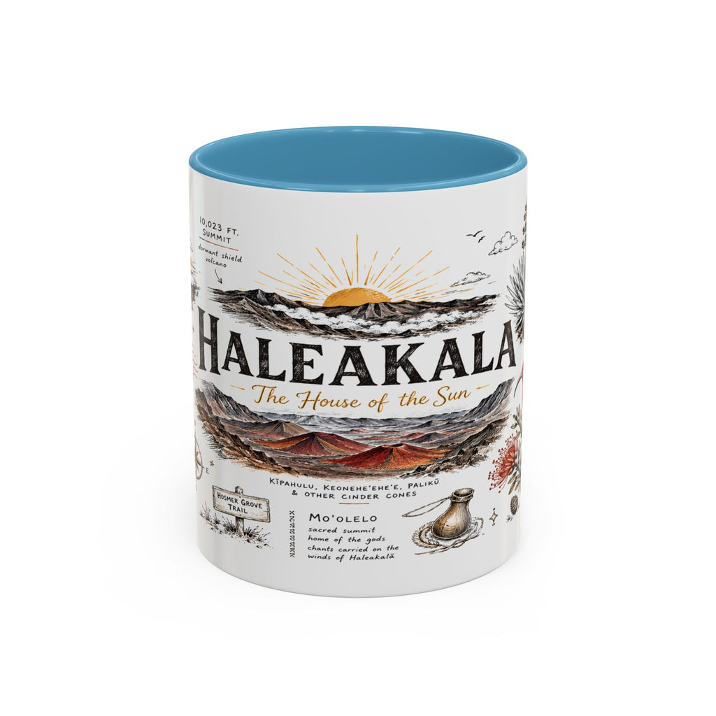 Haleakala National Park Coffee Mug | Hawaii Maui Sunrise Crater Gift | Accent Color Ceramic 11oz 15oz
