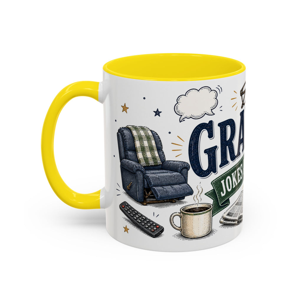 Grandpa's Jokes Are Legendary Coffee Mug | Funny Gift From Grandkids | Accent Ceramic 11oz 15oz