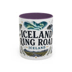 Iceland Ring Road Coffee Mug | Travel Destination Souvenir Gift | Accent Color Ceramic 11oz 15oz