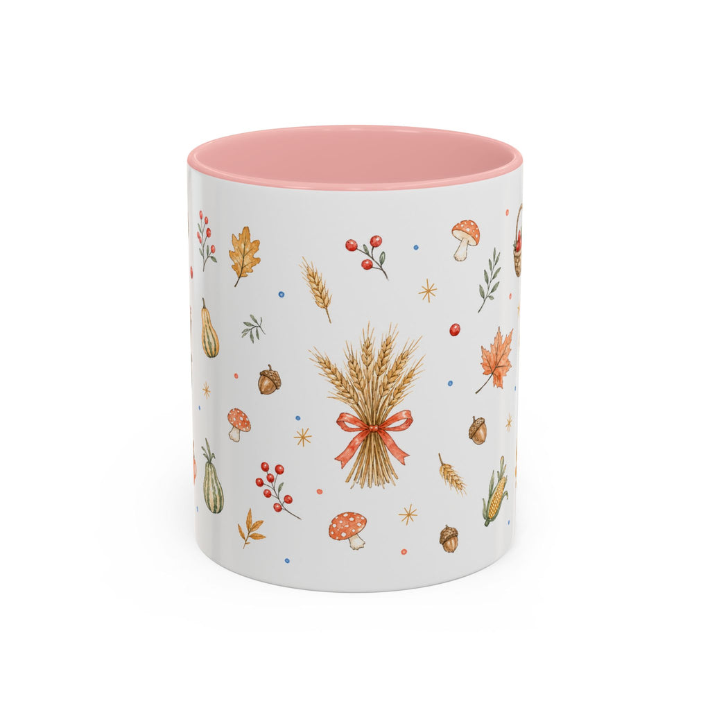 Thanksgiving Mug | Country Harvest Watercolor Gift | Pumpkin Scarecrow Accent Cup 11oz 15oz