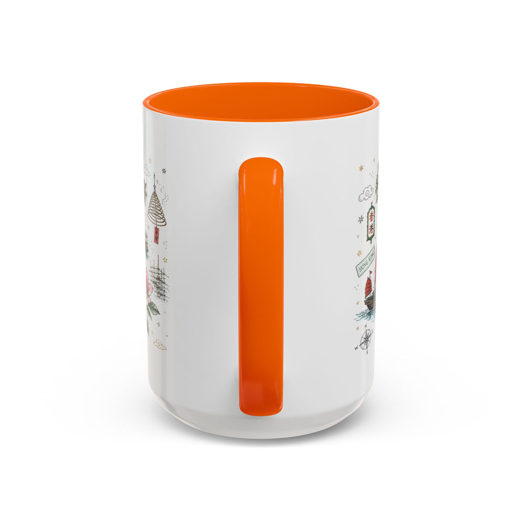 Hong Kong Coffee Mug | Asia Souvenir Travel Gift | Accent Color Ceramic 11oz 15oz