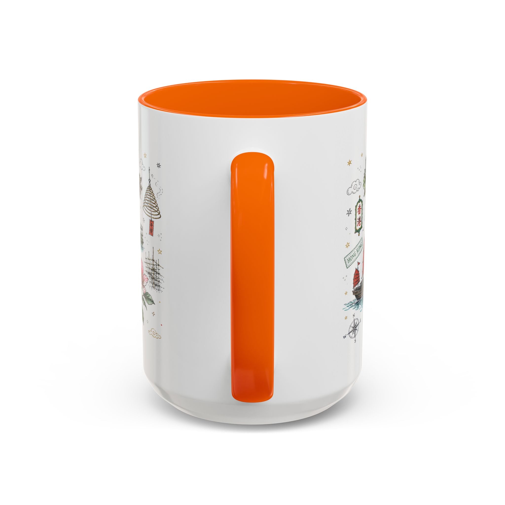 Hong Kong Coffee Mug | Asia Souvenir Travel Gift | Accent Color Ceramic 11oz 15oz