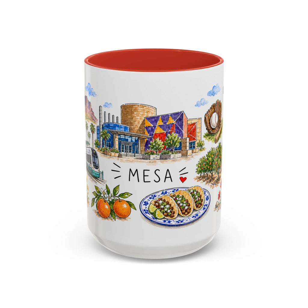 Mesa Illustrated Travel Mug | City Souvenir Accent Coffee Mug | 11oz 15oz Ceramic Cup