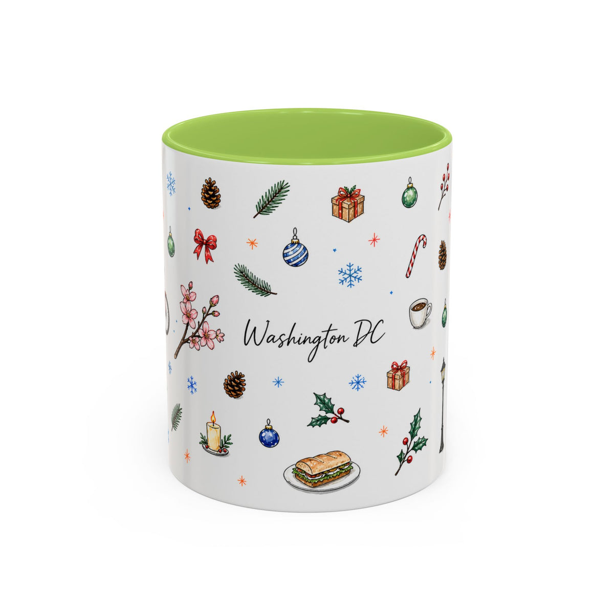 Washington DC Christmas Mug | Watercolor City Souvenir | Ceramic Coffee Cup 11oz 15oz
