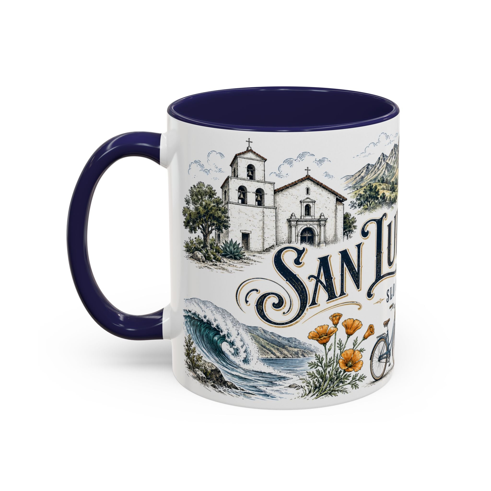 San Luis Obispo Coffee Mug | United States Travel Souvenir | Vintage Illustrated City Gift | 11 oz 15 oz Accent Mug