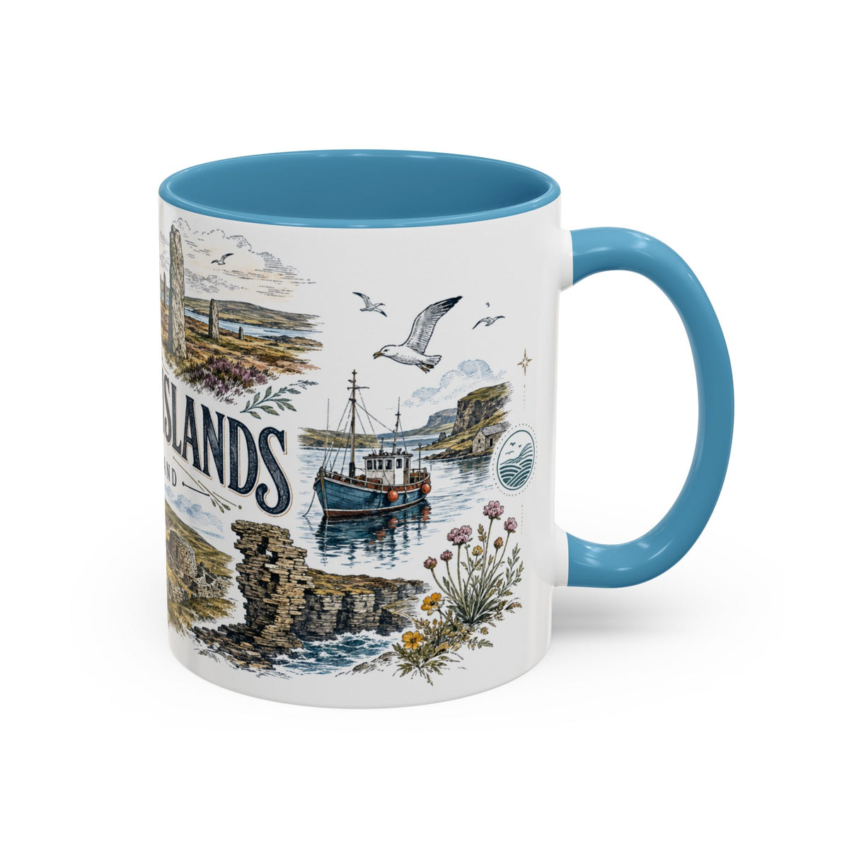 Orkney Islands Mug, Scotland Travel Souvenir, Bucket List Gift, Accent Ceramic Coffee Mug 11oz 15oz