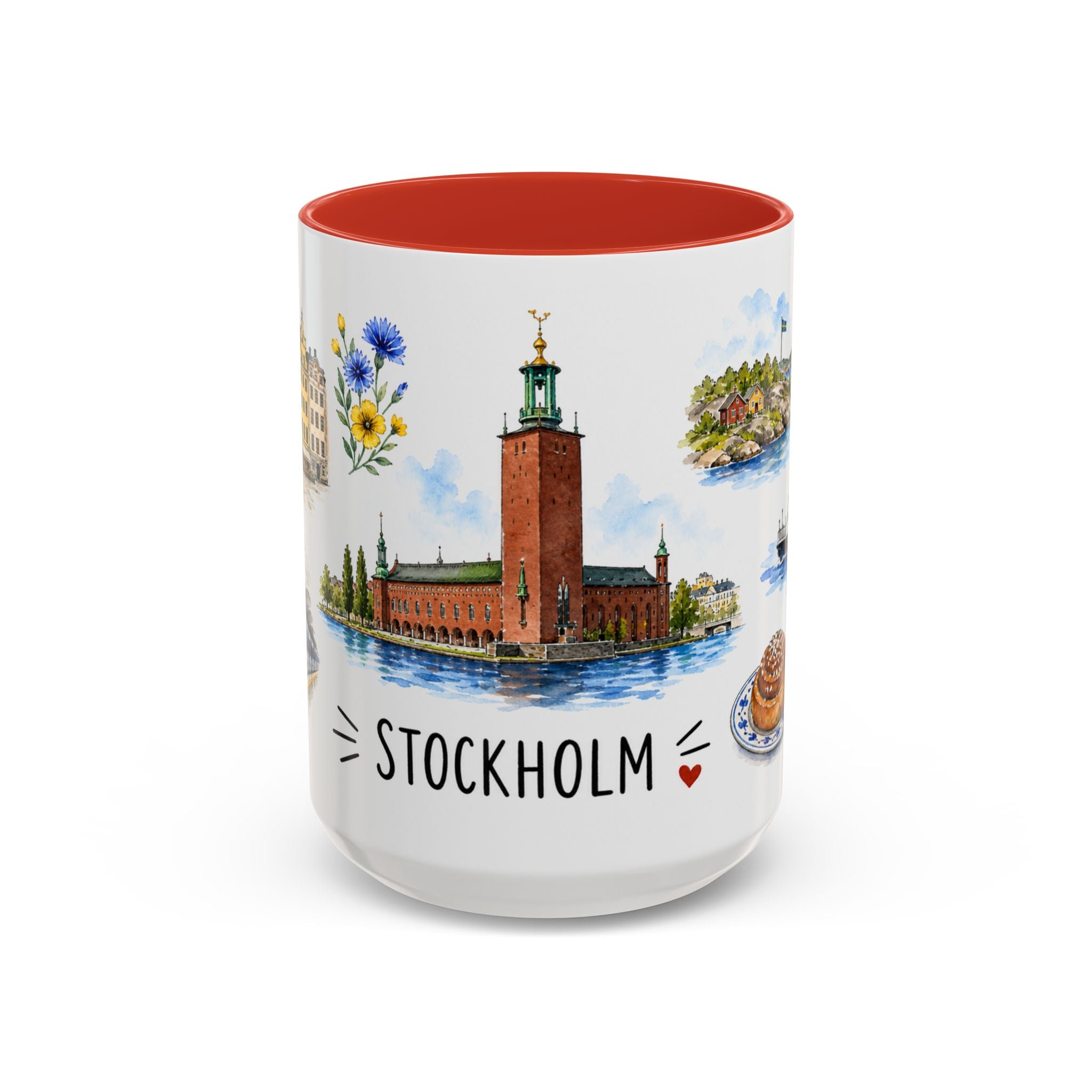 Stockholm Illustrated Travel Mug | City Souvenir Accent Coffee Mug | 11oz 15oz Ceramic Cup