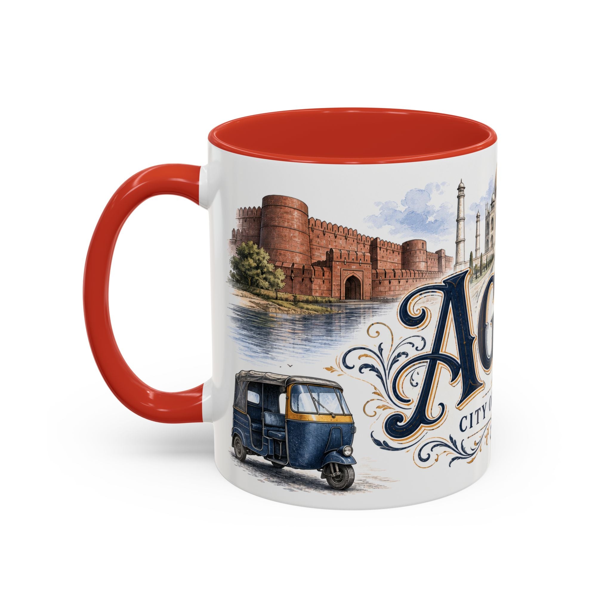 Agra Coffee Mug | India Travel Souvenir | Vintage Illustrated City Gift | 11 oz 15 oz Accent Mug
