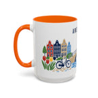 Amsterdam Coffee Mug | Netherlands Travel Souvenir | Porcelain Decal City Gift | 11oz 15oz Accent Mug
