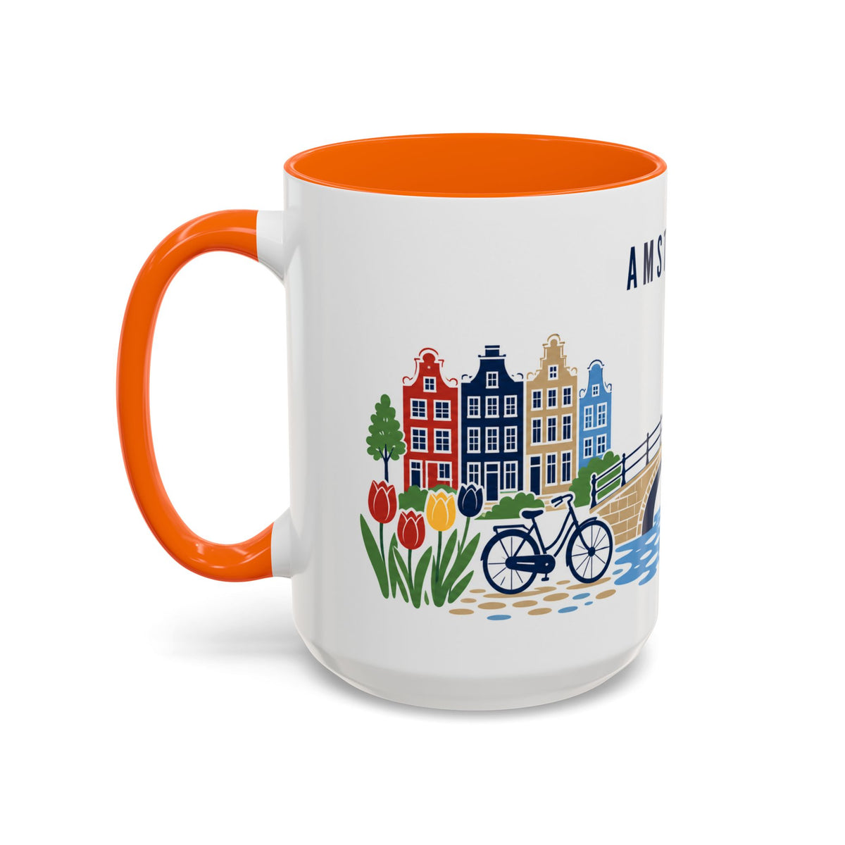 Amsterdam Coffee Mug | Netherlands Travel Souvenir | Porcelain Decal City Gift | 11oz 15oz Accent Mug