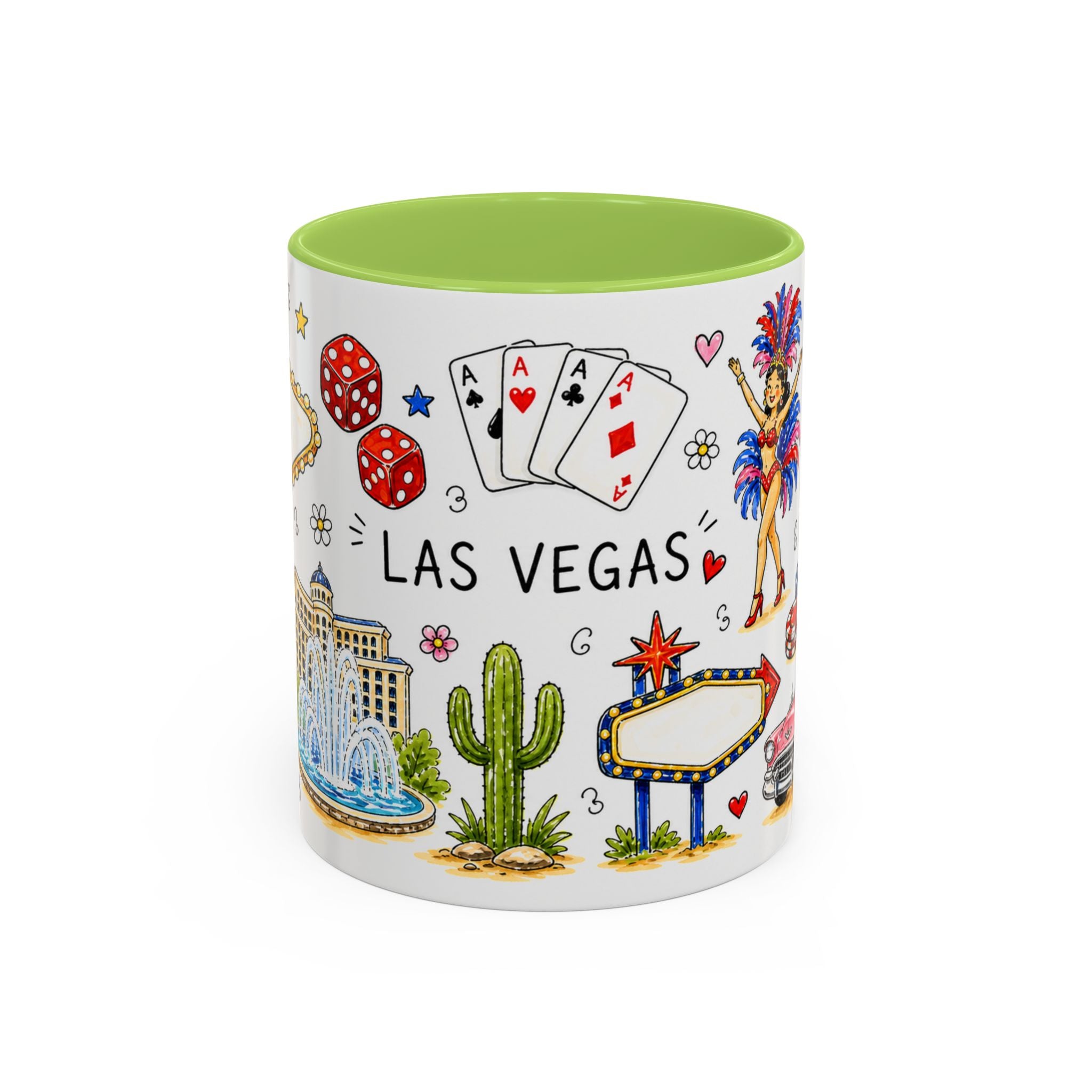 Las Vegas Illustrated Travel Mug | City Souvenir Accent Coffee Mug | 11oz 15oz Ceramic Cup